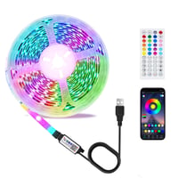 Bandă LED TK99SW 3 m, USB RGB cu control prin aplicație, sincronizare cu muzica, temporizator, luminozitate reglabilă, iluminare autoadezivă cu schimbare de culori pentru televizor, dormitor, petreceri 1