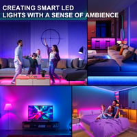 Bandă LED TK99SW 3 m, USB RGB cu control prin aplicație, sincronizare cu muzica, temporizator, luminozitate reglabilă, iluminare autoadezivă cu schimbare de culori pentru televizor, dormitor, petreceri 4