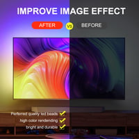 Bandă LED TK99SW 3 m, USB RGB cu control prin aplicație, sincronizare cu muzica, temporizator, luminozitate reglabilă, iluminare autoadezivă cu schimbare de culori pentru televizor, dormitor, petreceri 5