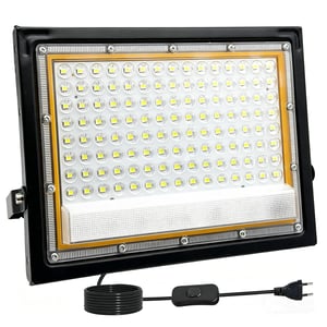 Vonkajší LED reflektor Tkdaksy 100 W, 6500 K studená biela, 10000 lm, vodoodolnosť IP66, 1,5 m kábel, pre záhradu, terasu, balkón, garáž, parkovisko