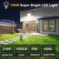 Vonkajší LED reflektor Tkdaksy 100 W, 6500 K studená biela, 10000 lm, vodoodolnosť IP66, 1,5 m kábel, pre záhradu, terasu, balkón, garáž, parkovisko 2