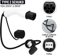 TKSE Type 2 Schuko Adapter Elektromos Autó Töltéshez IEC 62196 2