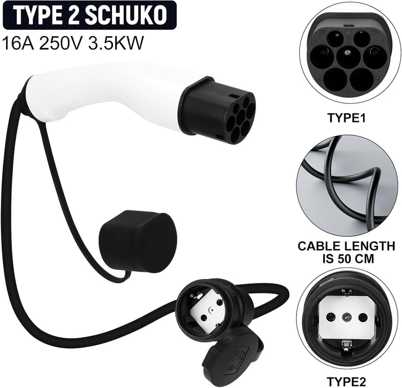 TKSE Type 2 Schuko Adapter Elektromos Autó Töltéshez IEC 62196