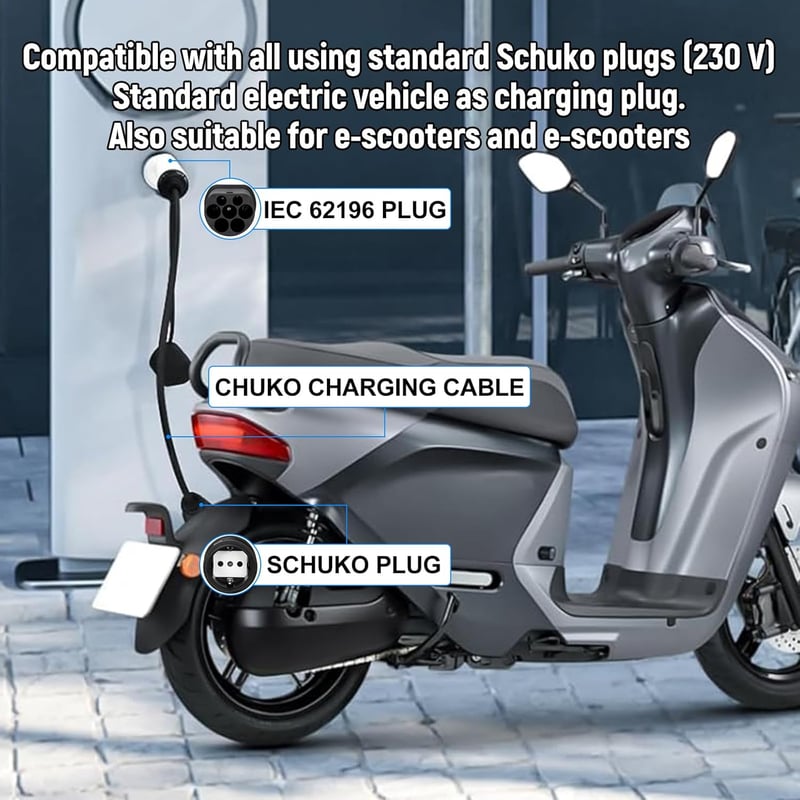 TKSE Type 2 Schuko Adapter Elektromos Autó Töltéshez IEC 62196