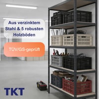 TKT Work System Polcrendszer Fapolcokkal 180x92x46 cm, 265 kg Teherbírás, 5 Polc, Antracit, Műhely és Tárolás 4