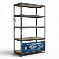 TKT Work System Polcrendszer Fapolcokkal 180x92x46 cm, 265 kg Teherbírás, 5 Polc, Antracit, Műhely és Tárolás 1