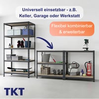 TKT Work System Polcrendszer Fapolcokkal 180x92x46 cm, 265 kg Teherbírás, 5 Polc, Antracit, Műhely és Tárolás 6