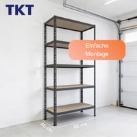 TKT Work System Polcrendszer Fapolcokkal 180x92x46 cm, 265 kg Teherbírás, 5 Polc, Antracit, Műhely és Tárolás 2
