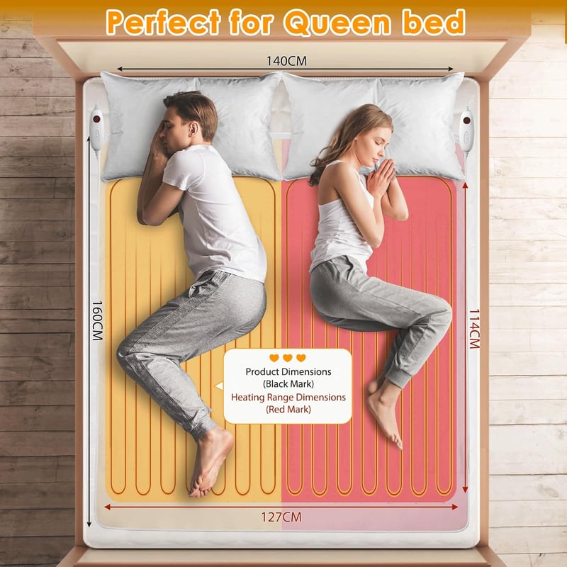 TLGREEN Elektromos Ágymelegítő 100W, 160x140cm, 8 Órás Kikapcsolás, 6 Fokozat