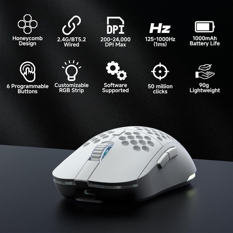 TMKB Falcon M1 Wireless Gaming Egér 24000 DPI, 180h Akkumulátor, 90g