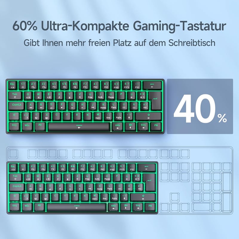 TMKB T61SE Gaming Mechanikus Billentyűzet Német QWERTZ Kék Switch