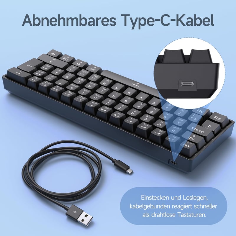 TMKB T61SE Gaming Mechanikus Billentyűzet Német QWERTZ Kék Switch