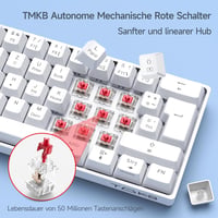 TMKB T61SE Gaming Mechanikus Billentyűzet Piros Switch Fehér QWERTZ 3