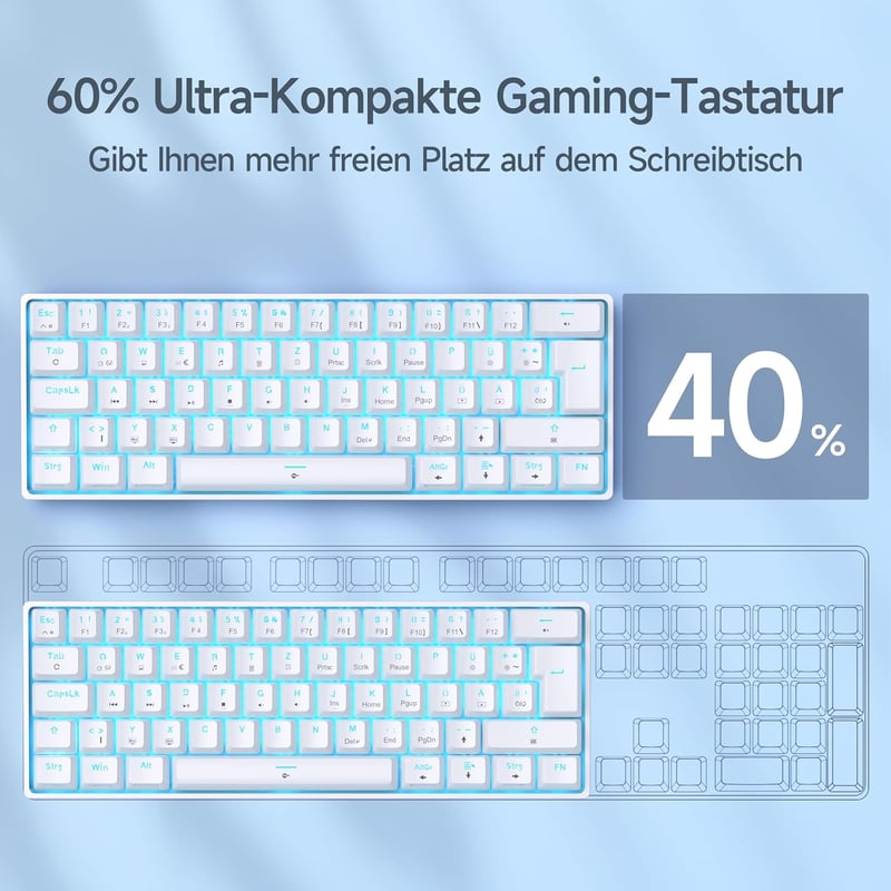 TMKB T61SE Gaming Mechanikus Billentyűzet Piros Switch Fehér QWERTZ