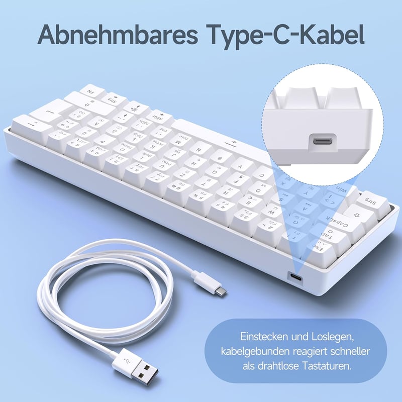 TMKB T61SE Gaming Mechanikus Billentyűzet Piros Switch Fehér QWERTZ