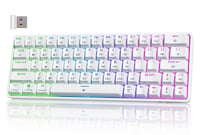 TMKB T63 gaming tipkovnica, 60% kompaktna mehanička bežična tipkovnica sa 63 tipke, Bluetooth/2.4G/USB-C, RGB pozadinsko osvjetljenje, plavi prekidači, bijela 1