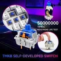 TMKB T63 gaming tipkovnica, 60% kompaktna mehanička bežična tipkovnica sa 63 tipke, Bluetooth/2.4G/USB-C, RGB pozadinsko osvjetljenje, plavi prekidači, bijela 4