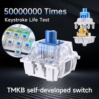 TMKB T63 Mechanikus Gamer Billentyűzet - Vezeték Nélküli, Kék Kapcsolókkal, Bluetooth, 2.4G, Fehér, Többmódú Csatlakozás 6