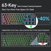 TMKB T63 Mechanikus Gamer Billentyűzet, Vezeték Nélküli, Piros Kapcsolókkal, RGB Háttérvilágítással, 3 Csatlakozási Móddal, Fekete - Interrupteur Rouge, black 2