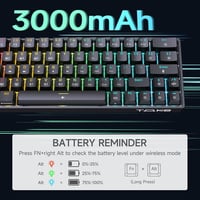 TMKB T63 Mechanikus Gamer Billentyűzet, Vezeték Nélküli, Piros Kapcsolókkal, RGB Háttérvilágítással, 3 Csatlakozási Móddal, Fekete - Interrupteur Rouge, black 4