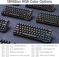 TMKB T63 Mechanikus Gamer Billentyűzet, Vezeték Nélküli, Piros Kapcsolókkal, RGB Háttérvilágítással, 3 Csatlakozási Móddal, Fekete - Interrupteur Rouge, black 5