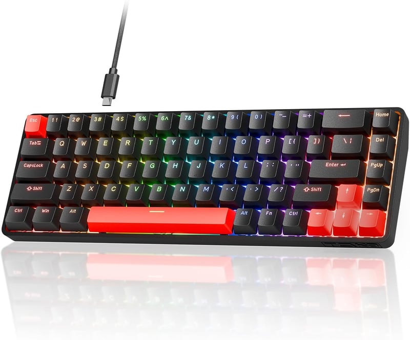 TMKB T68 HE Mechanikus Gamer Billentyűzet Mágneses Kapcsolókkal, RGB Világítással, Kompakt 68 Gombos, Type-C, Windows/Mac/Linux Kompatibilis