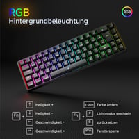 TMKB T68 Kompakt Gamer Billentyűzet, 60% Vezeték Nélküli Mechanikus RGB, Bluetooth/2.4G/USB-C, 68 Gombos, Német QWERTZ, Lineáris Piros Kapcs 4