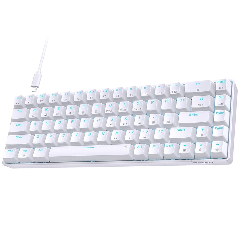TMKB T68SE 60% mehanička gaming tipkovnica, USB, Blue Switch - bijela