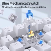 TMKB T68se 60% Mechanikus Gaming Billentyűzet USB Kábellel, Blue Switch, Fehér 2
