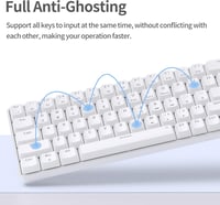 TMKB T68se 60% Mechanikus Gaming Billentyűzet USB Kábellel, Blue Switch, Fehér 5