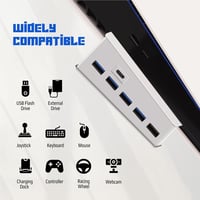 TNP USB Hub 3.1 PlayStation 5 Konzolhoz - Fehér Bővítő Adapter 4 USB + 1 Gyorstöltő + 1 USB-C Porttal - PS5 Dualsense Kompatibilis Elosztó 3