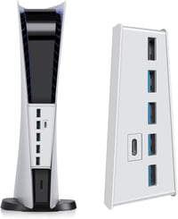 TNP USB Hub 3.1 PlayStation 5 Konzolhoz - Fehér Bővítő Adapter 4 USB + 1 Gyorstöltő + 1 USB-C Porttal - PS5 Dualsense Kompatibilis Elosztó 1