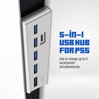 TNP USB Hub 3.1 PlayStation 5 Konzolhoz - Fehér Bővítő Adapter 4 USB + 1 Gyorstöltő + 1 USB-C Porttal - PS5 Dualsense Kompatibilis Elosztó 2