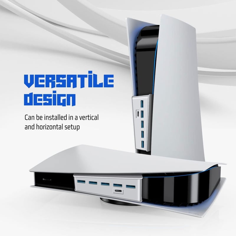 TNP USB Hub 3.1 PlayStation 5 Konzolhoz - Fehér Bővítő Adapter 4 USB + 1 Gyorstöltő + 1 USB-C Porttal - PS5 Dualsense Kompatibilis Elosztó