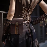 TNSLAND Barna műbőr középkori derék oldaltáska LARP Látó és vásári viselethez férfiaknak nőknek retro pánttáska 6