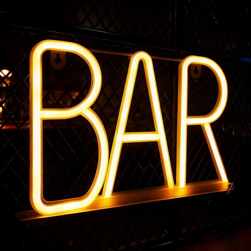 TNSLAND LED natpis BAR, toplo bijelo svjetlo, neonska svjetleća ploča na USB i baterije, zidna dekoracija za bar i prostoriju za zabavu