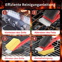 TNTOR Grill Kefe Gőztisztítóval, Rozsdamentes Acél Spatulával és Hosszú Szigetelt Nyéllel - Red, Stainless Steel Plastic Cotton 5