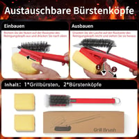 TNTOR Grill Kefe Gőztisztítóval, Rozsdamentes Acél Spatulával és Hosszú Szigetelt Nyéllel - Red, Stainless Steel Plastic Cotton 6