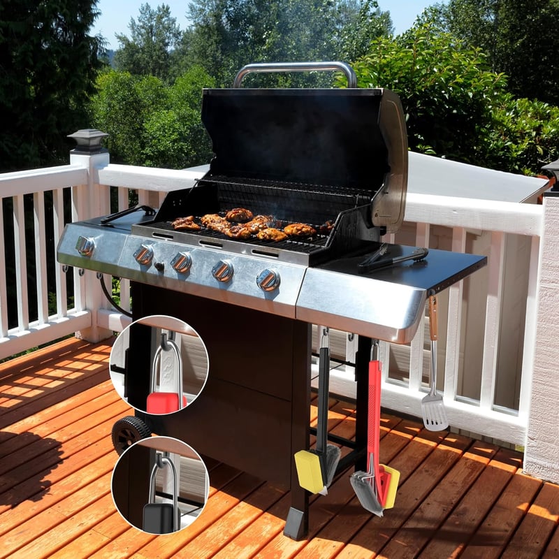 TNTOR Grillkefe Gőztisztítóval, Rozsdamentes Acél Spatulával és Hosszú Szigetelt Nyéllel