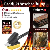 TNTOR Grillkefe Gőztisztítóval, Rozsdamentes Acél Spatulával és Hosszú Szigetelt Nyéllel 4