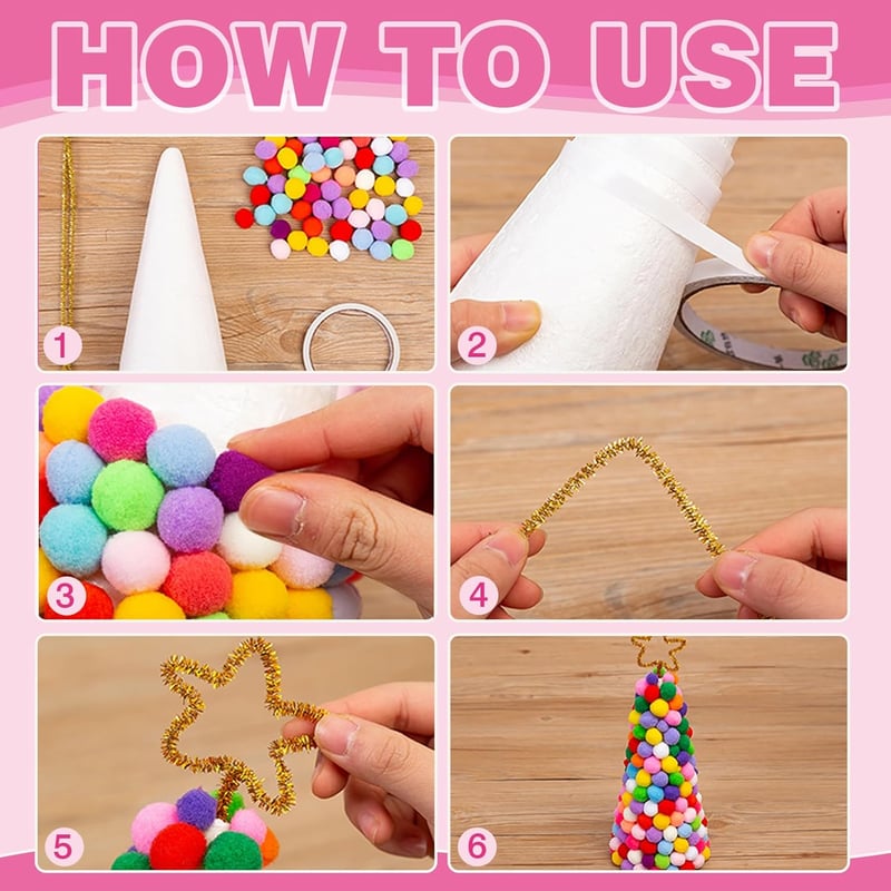 TOAOB 300db 10mm Pom Pom Craft Szett Vegyes Színes Puha Dekorációs Golyók DIY Kézimunkához