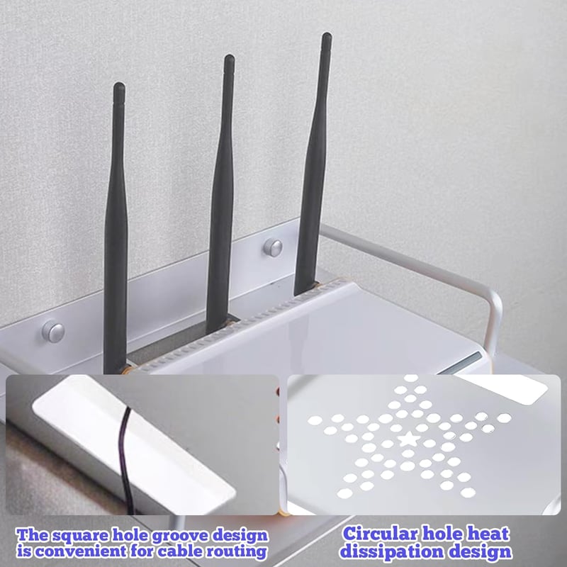 TOATELU Univerzális Fali Tartó Routerekhez - Alumínium Polc TV Box, Set-Top Box, Mini PC Számára - Hűtőnyílásokkal Ellátott Minimál Stílusú 