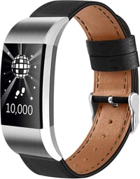 Tobfit Valódi Bőr Szíj Fitbit Charge 2 Okosórához - Klasszikus Csereszíj Fém Csatlakozóval, Vízálló Karpánt (Óra Nélkül) 4