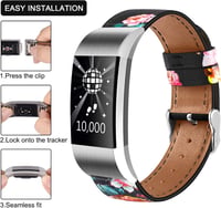 Tobfit Valódi Bőr Szíj Fitbit Charge 2 Okosórához - Klasszikus Csereszíj Fém Csatlakozóval, Tartós Karpánt 3