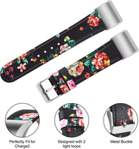 Tobfit Valódi Bőr Szíj Fitbit Charge 2 Okosórához - Klasszikus Csereszíj Fém Csatlakozóval, Tartós Karpánt 4