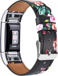Tobfit Valódi Bőr Szíj Fitbit Charge 2 Okosórához - Klasszikus Csereszíj Fém Csatlakozóval, Tartós Karpánt 1