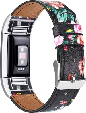 Tobfit Remen od prave kože za Fitbit Charge 2 pametni sat - Klasični zamjenski remen s metalnim konektorom, izdržljiva narukvica