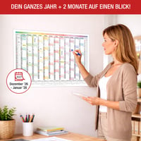 Calendar de perete TOBJA A2 2027 UE format peisaj – Prezentare generală pe 14 luni | Calendar anual color cu câmpuri mari | Calendar de perete pentru birou și home office 2