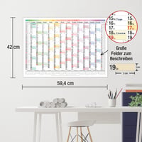 Calendar de perete TOBJA A2 2027 UE format peisaj – Prezentare generală pe 14 luni | Calendar anual color cu câmpuri mari | Calendar de perete pentru birou și home office 6