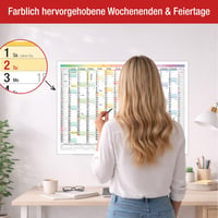 Calendar de perete TOBJA A2 2027 UE format peisaj – Prezentare generală pe 14 luni | Calendar anual color cu câmpuri mari | Calendar de perete pentru birou și home office 3